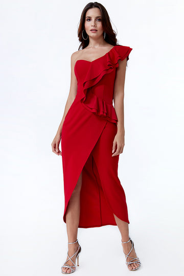 ONE SHOULDER FRILL MAXI DRESS